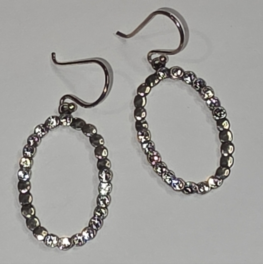 Silpada Sterling Silver & Swarovski Crystal Oval Glitz Drop Earrings - Picture 4 of 9